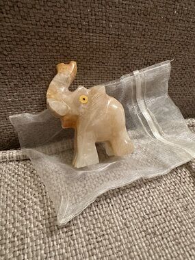 Vintage Carved Marbled Onyx Stone Elephant figure